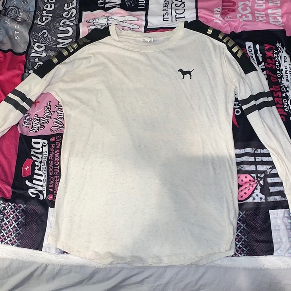 VS PINK off white long sleeve shirt - Picture 1 of 6